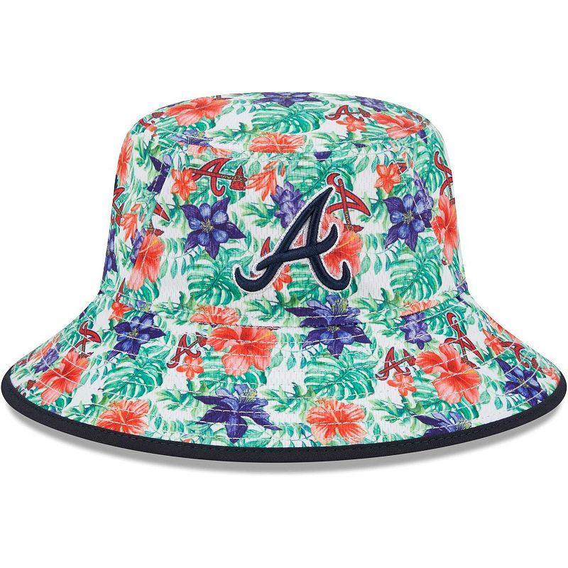 Mens New Era Atlanta Braves Tropic Floral Bucket Hat, Blue Product Image