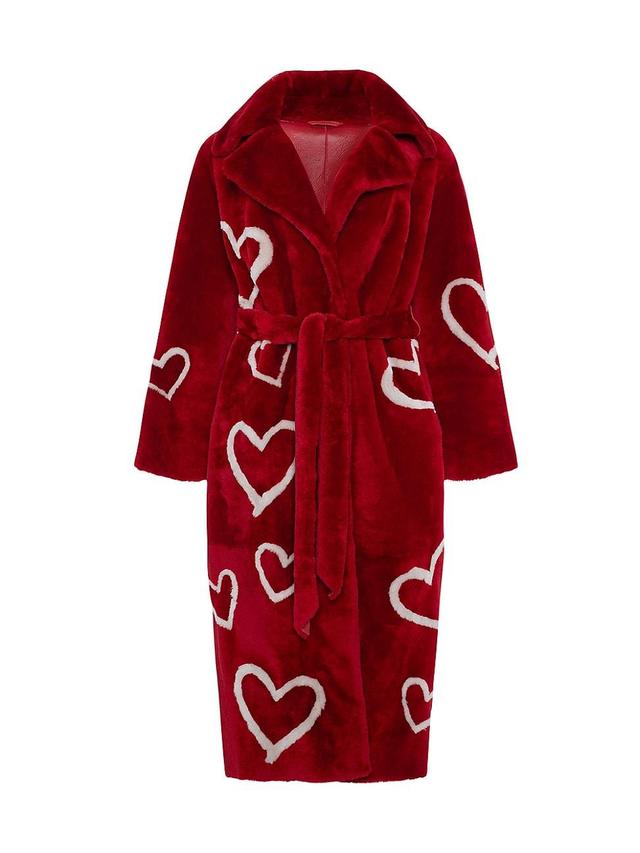 Womens Select Shearling Lamb Coat with Heart Intarsia Product Image