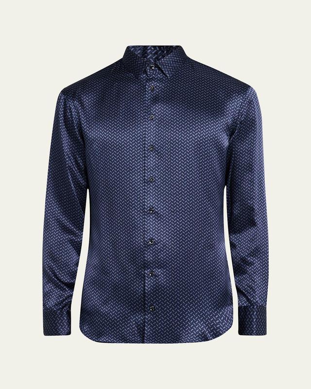 Mens Silk Chevron Dress Shirt Product Image