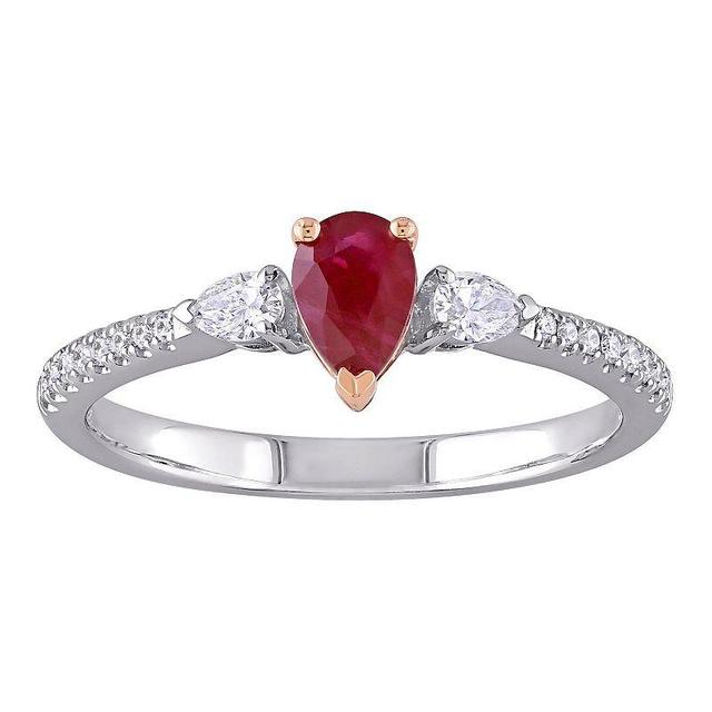 Stella Grace 14k Two Tone Gold Ruby & 1/4 Carat T.W. Diamond Ring, Womens Product Image