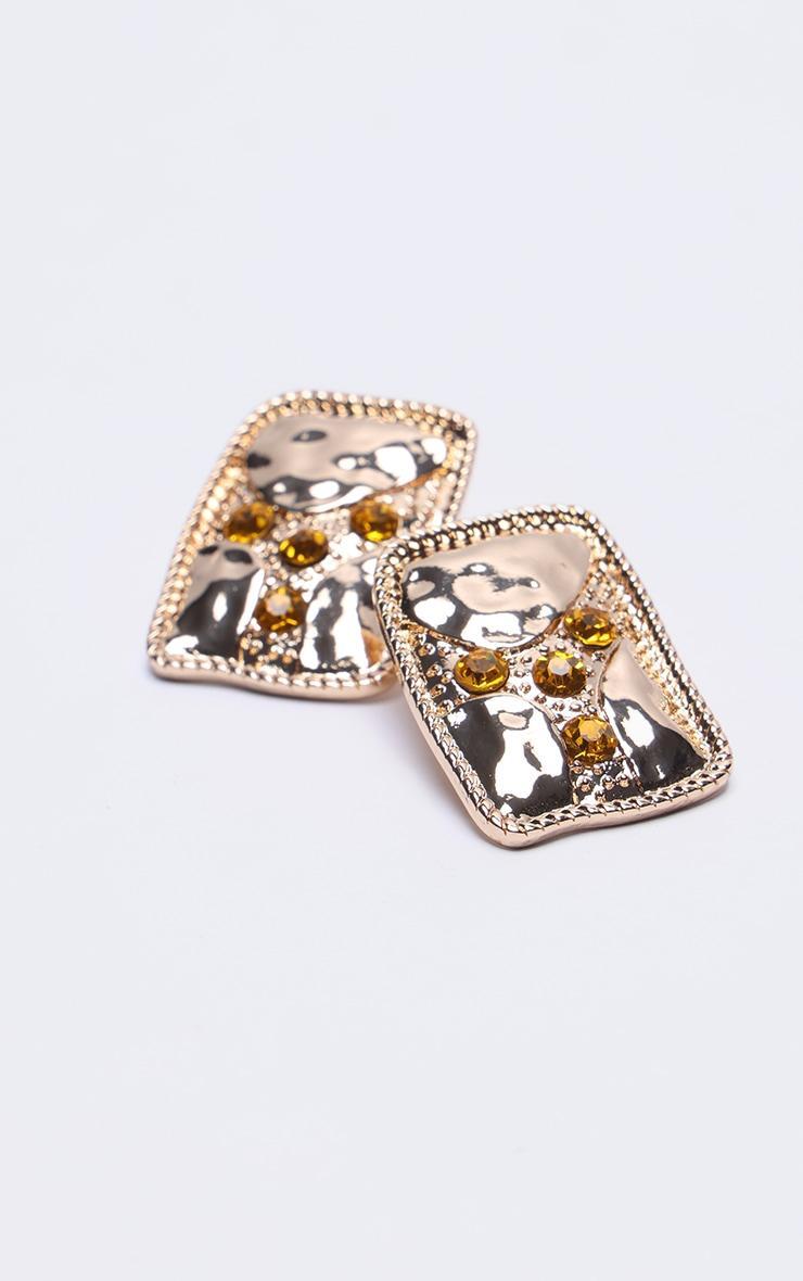 Gold Abstract Diamante Stud Earrings Product Image