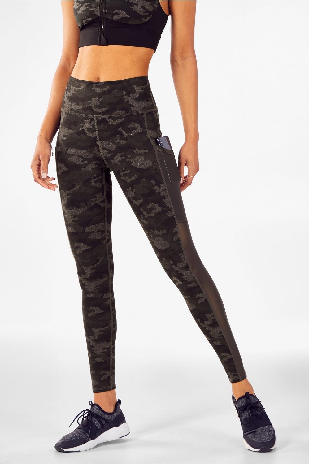 Fabletics On-the-Go High-Waisted Mesh Legging Womens Charcoal Camo (Mesh) Size XXS Product Image