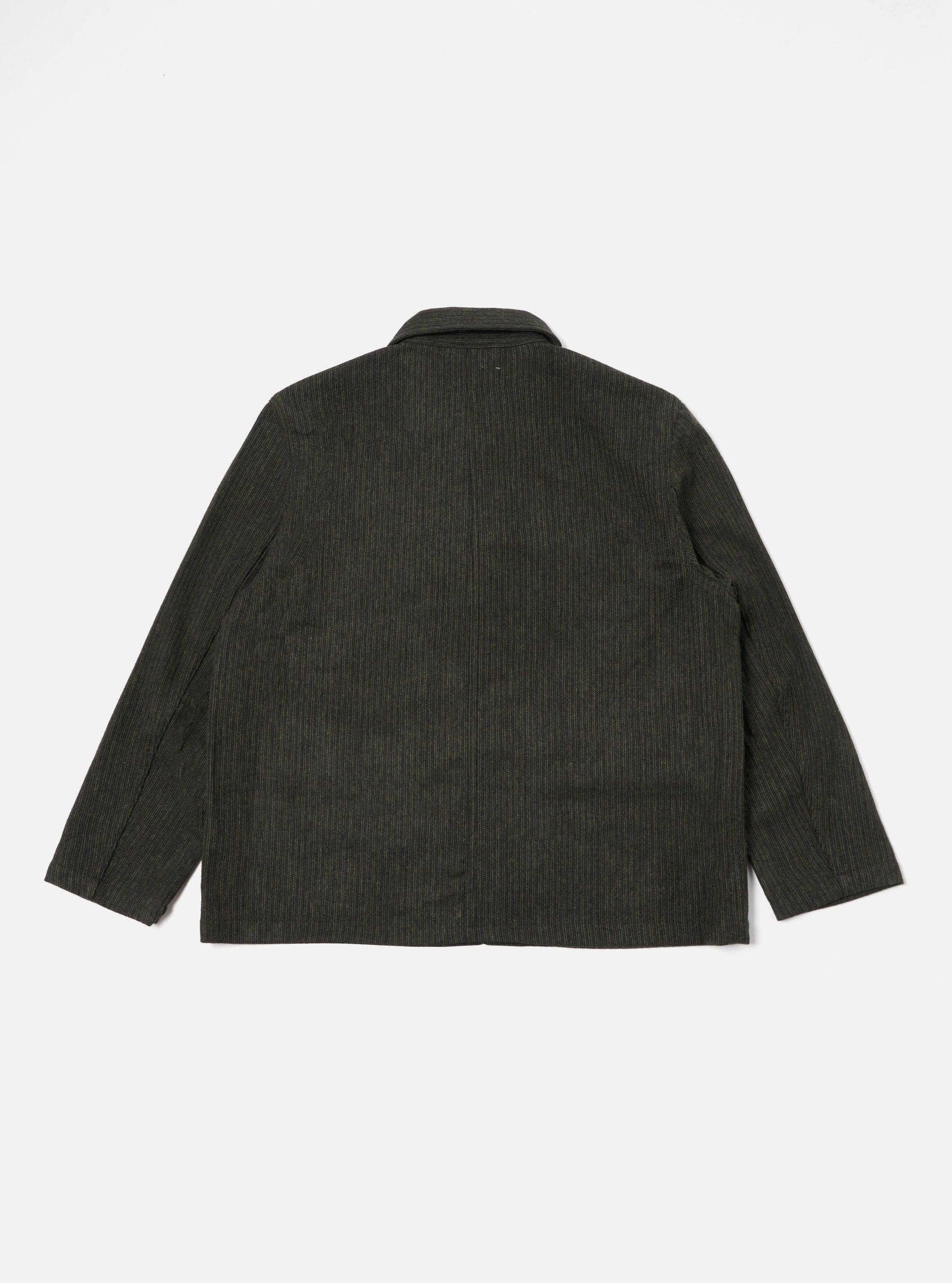 Universal Works Utility Jacket in Black/Olive Stripe Wool Mix Product Image