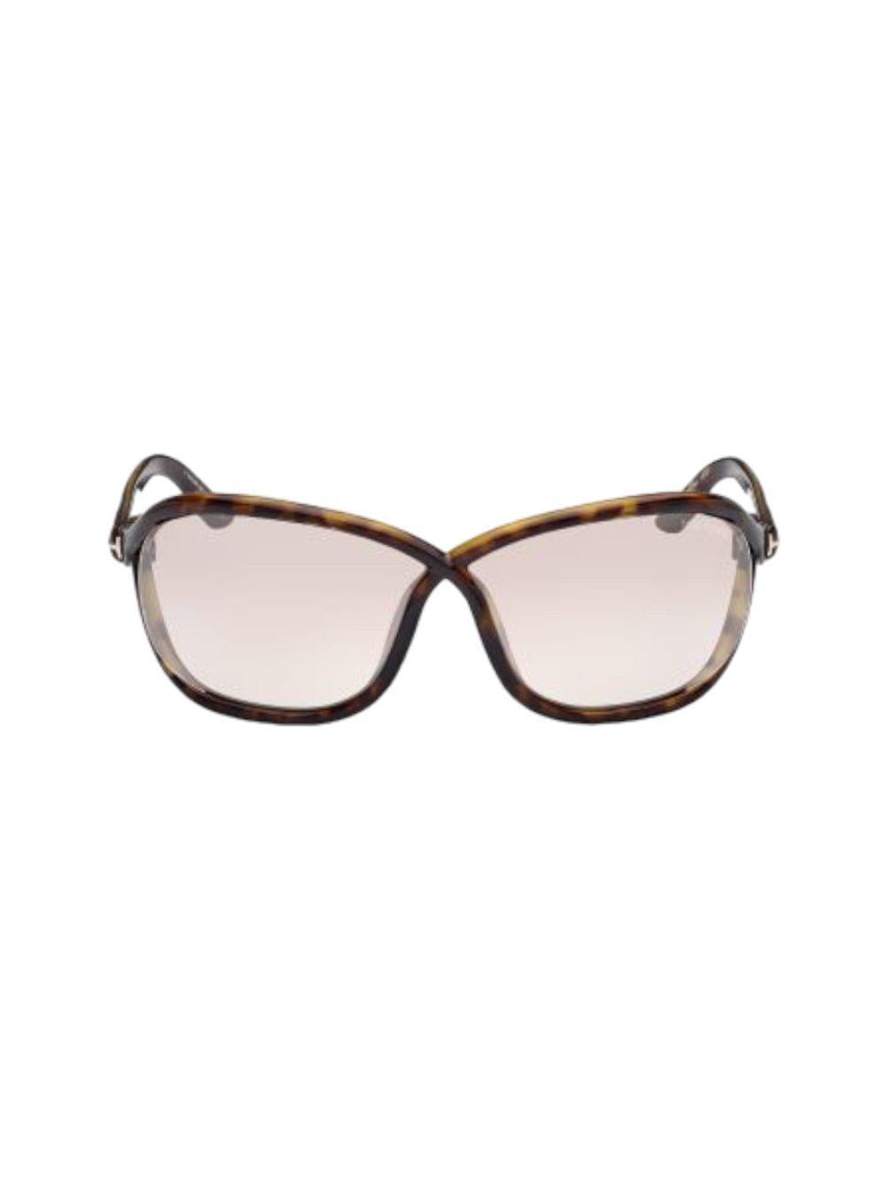 TOM FORD Fernanda Sunglasses In Dark Havana/brown Mirrored Solid Product Image