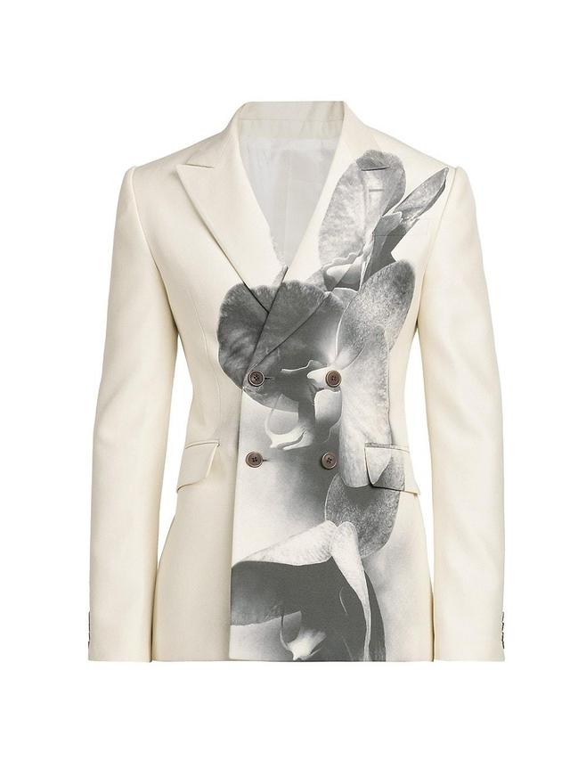 Mens Floral Peak Lapel Double-Breasted Jacket Product Image