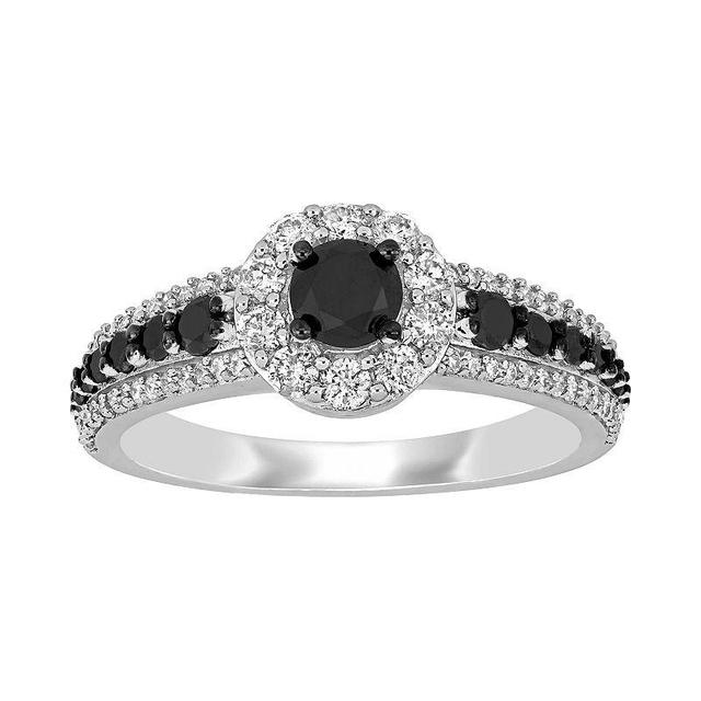 Stella Grace 14k White Gold 1 Carat T.W. Black & White Diamond Halo Ring, Womens 14k Whgold Product Image