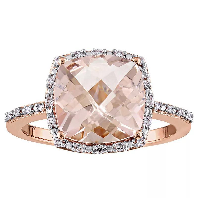 Stella Grace 14k Rose Gold Morganite & 1/10 Carat T.W. Diamond Engagement Ring, Womens Product Image