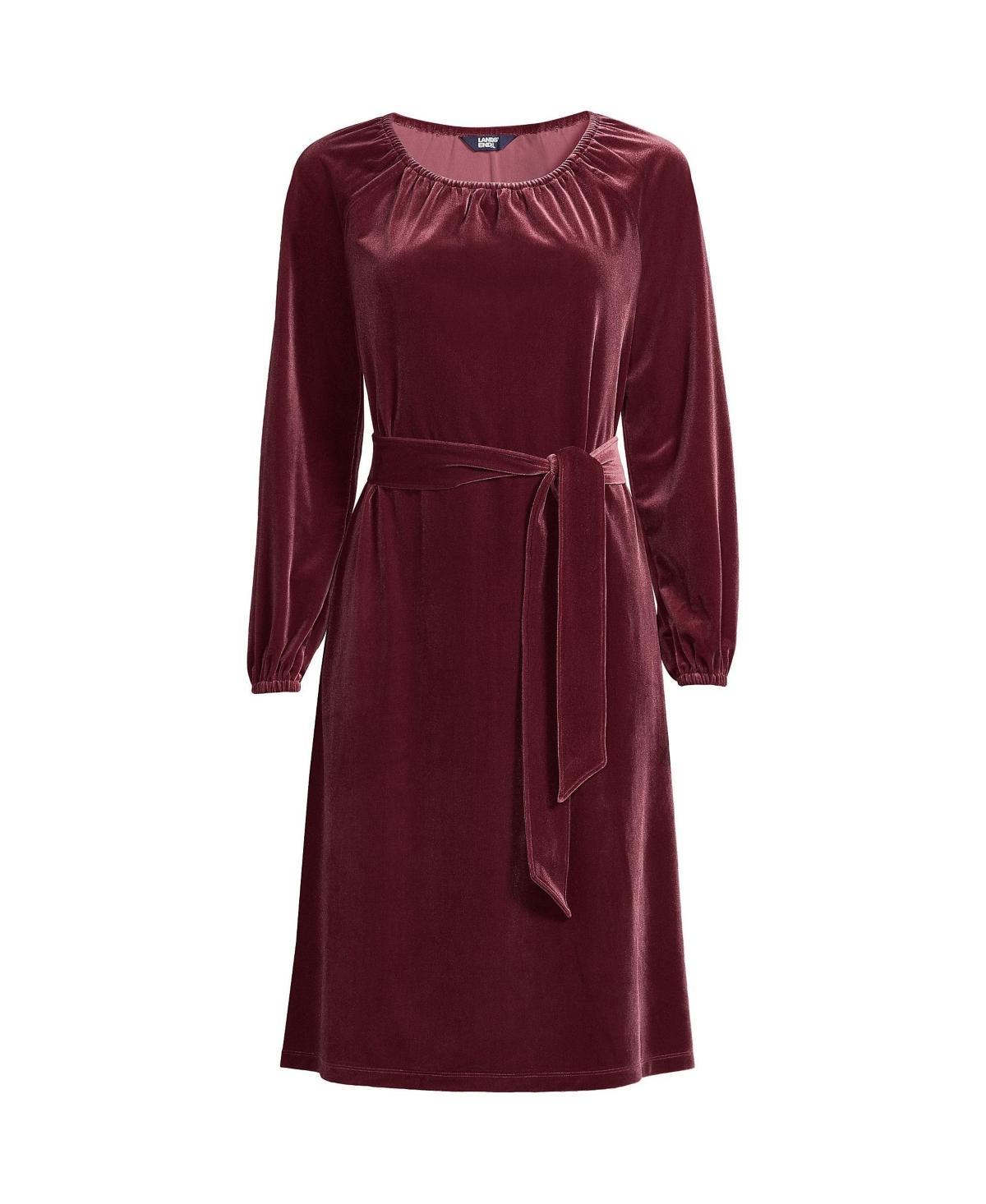 Womens Lands End Velvet Belted Knee Length Dress Product Image