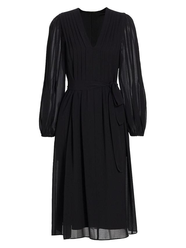 KOBI HALPERIN Tatum Pleated Tie Waist Long Sleeve Dress Product Image