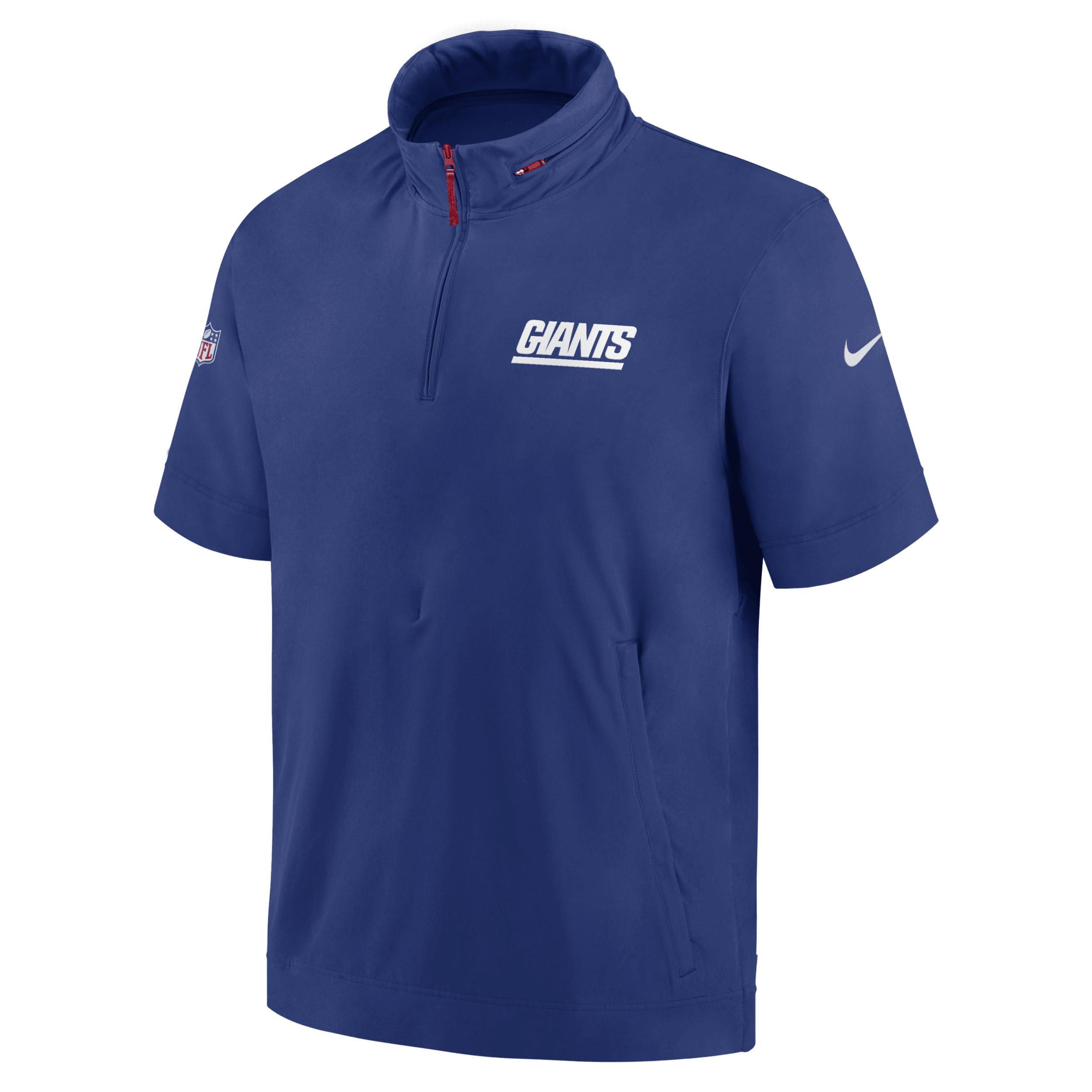 Detroit Lions Sideline Coach Nike Men's NFL 1/2-Zip Short-Sleeve Hooded Jacket Product Image