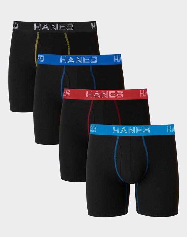 Hanes Ultimate Stretch Cotton Big Mens Boxer Brief Underwear, Black,4-Pack ( & Tall Sizes) 3XB Product Image