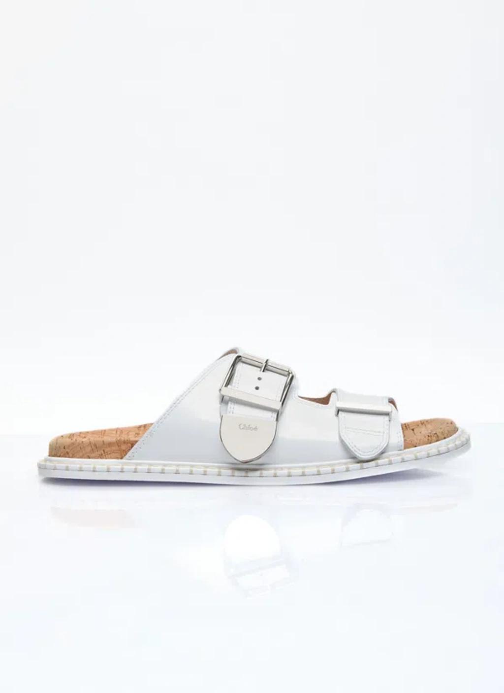 CHLOÉ Rebecca Leather Slides In White product image