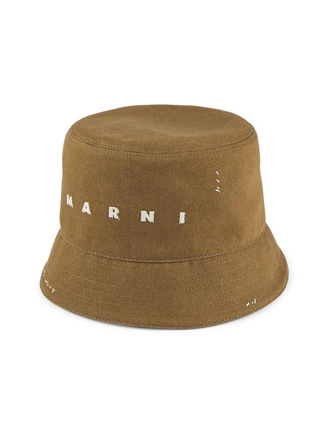 Mens Embroidered Denim Bucket Hat Product Image