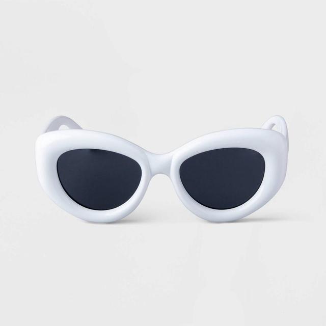 Womens Bubble Round Cateye Sunglasses - A New Day White Product Image