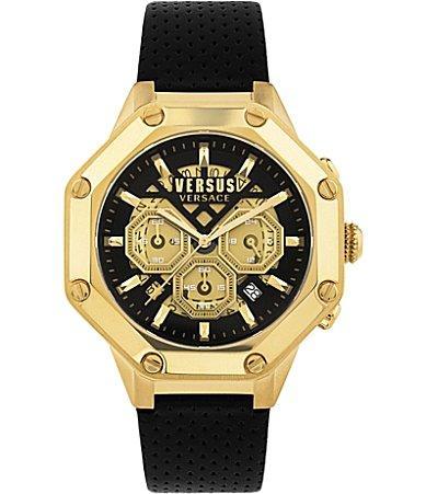 Versace Versus by Versace Mens Palestro Chronograph Black Leather Strap Watch Product Image