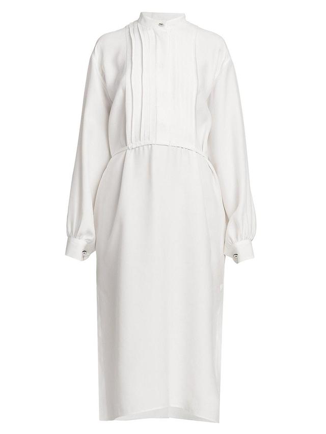 Womens Pleated Bib Midi Shirtdress Product Image