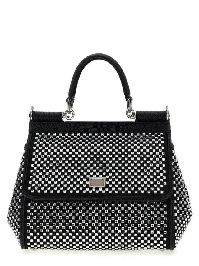 Dolce&gabbana Black Sicily Medium Handbag With Crystals Women Product Image