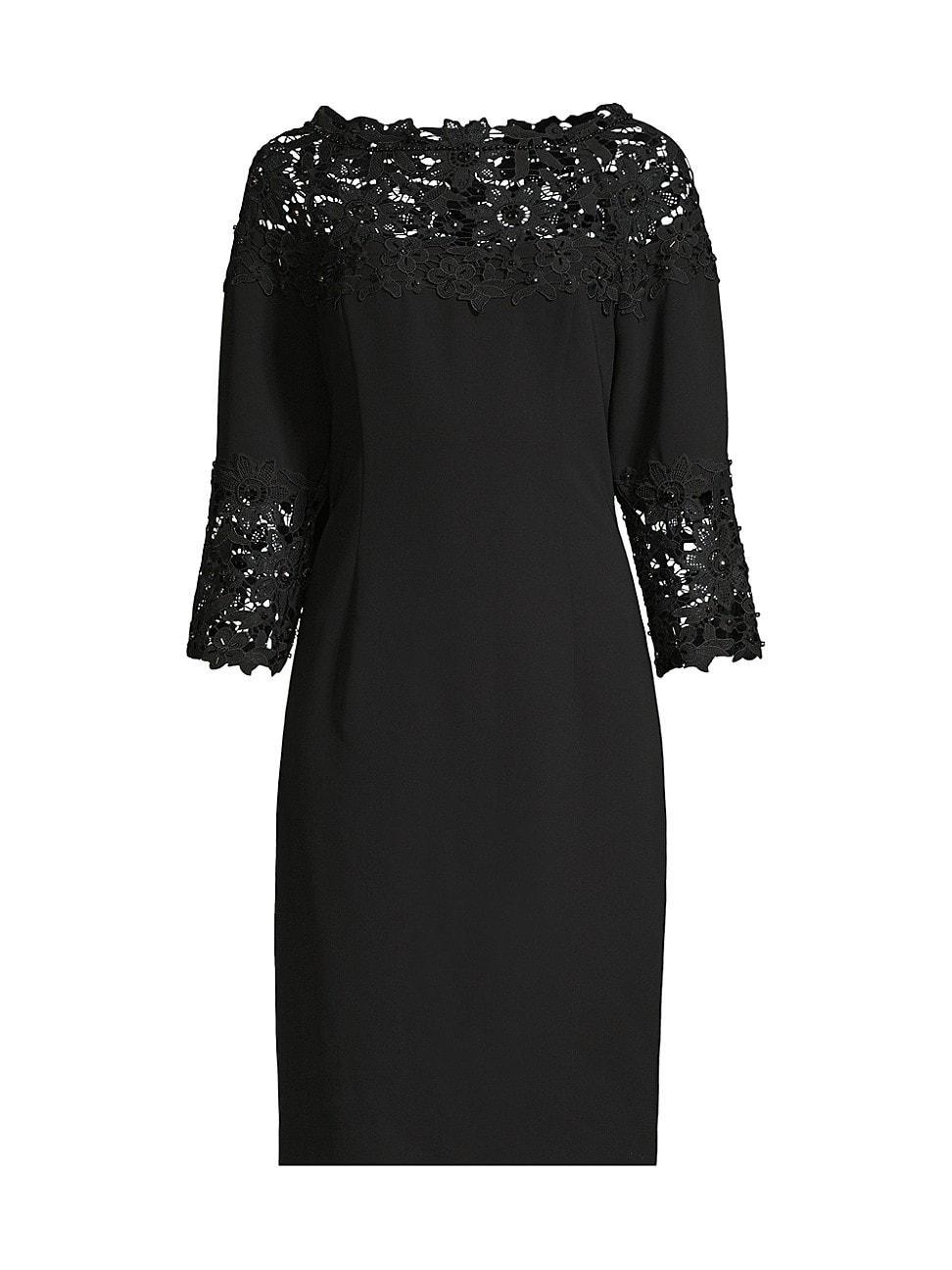 Womens Lace-Trim Crepe Sheath Dress Product Image