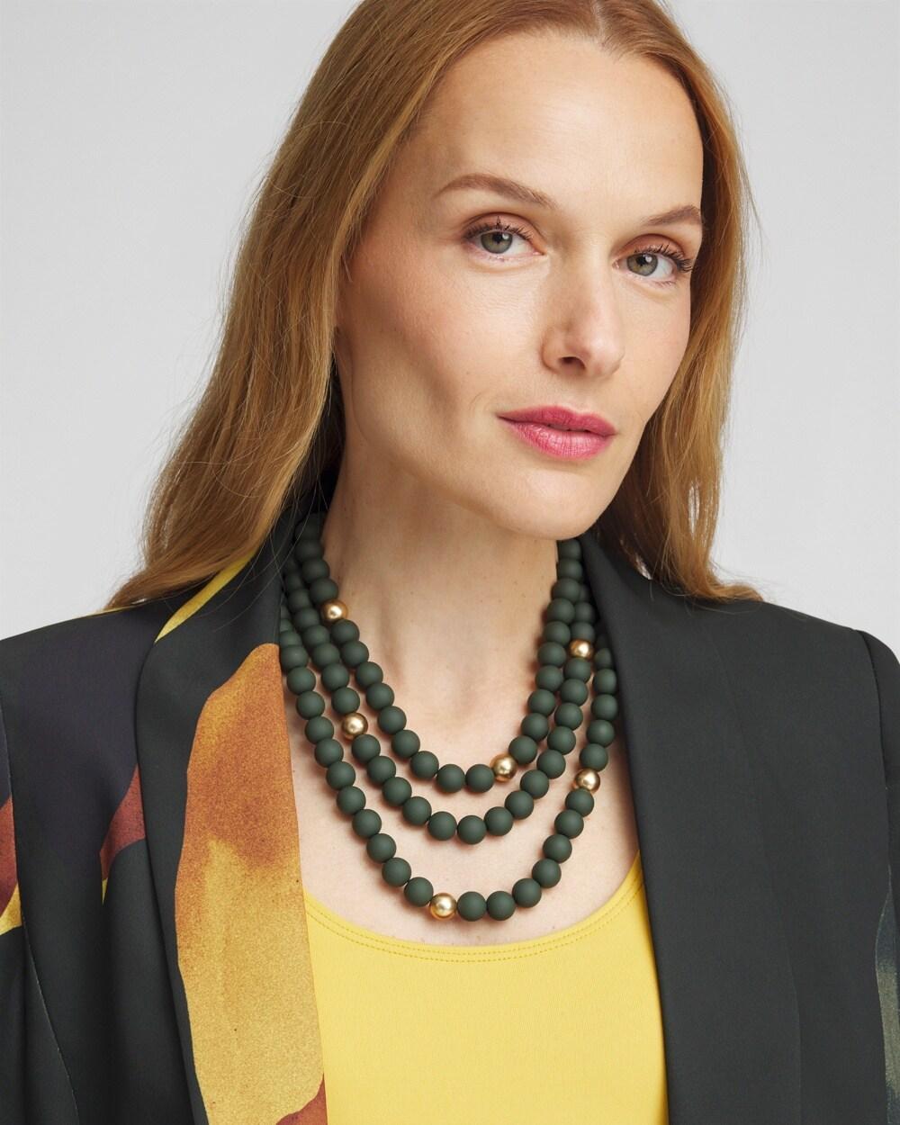 Green Beaded Bib Necklace Product Image