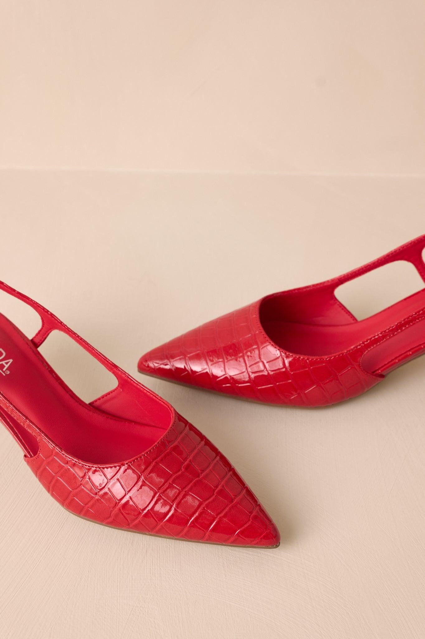 Fiercely Stunned Scarlet Red Slingback Kitten Heels Product Image