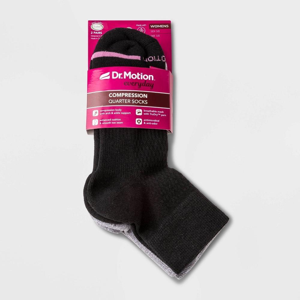 Womens Dr. Motion 2-Pack Compression Quarter Socks Black Product Image