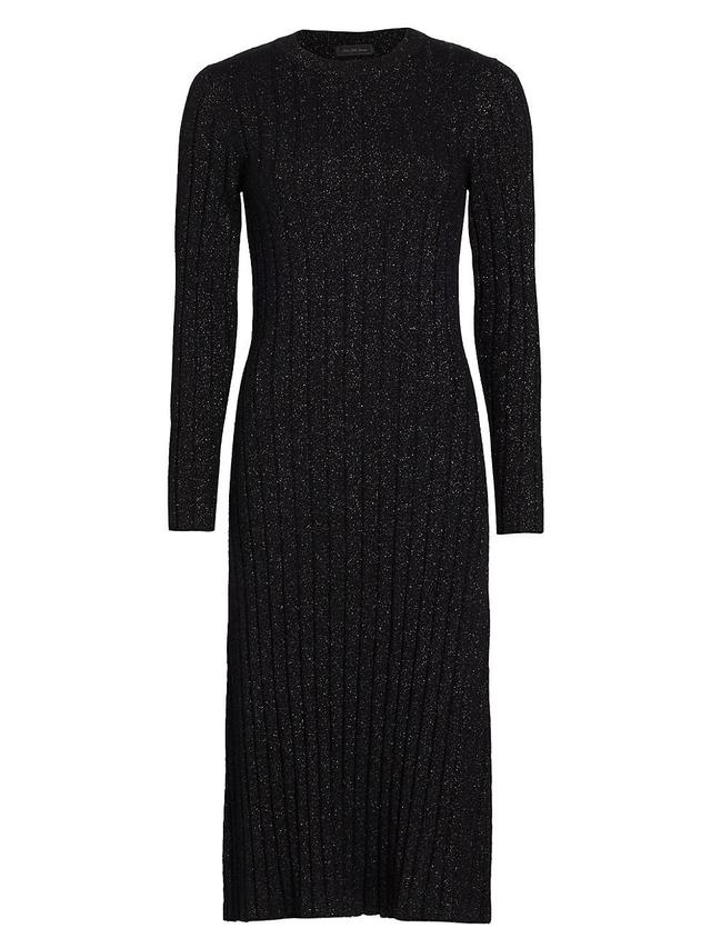 Womens Metallic Rib-Knit Midi-Dress Product Image