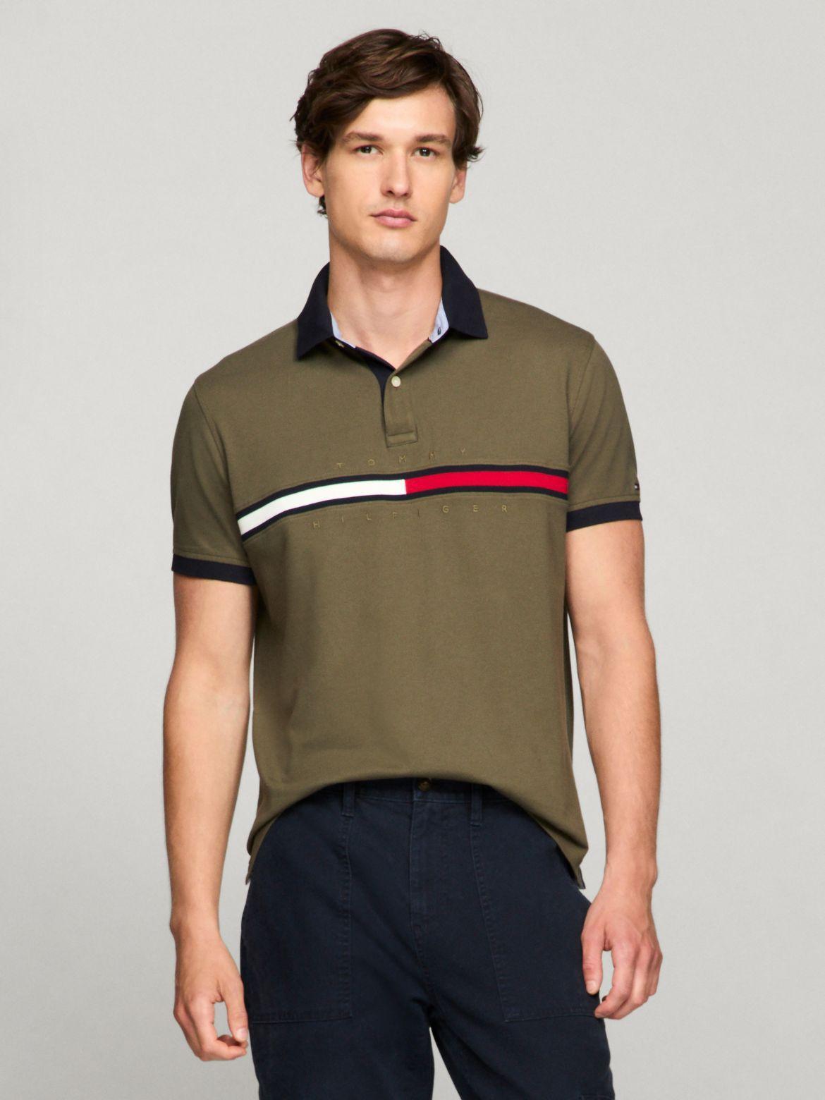 Tommy Hilfiger Men's Embroidered Stripe Regular Fit Polo Product Image