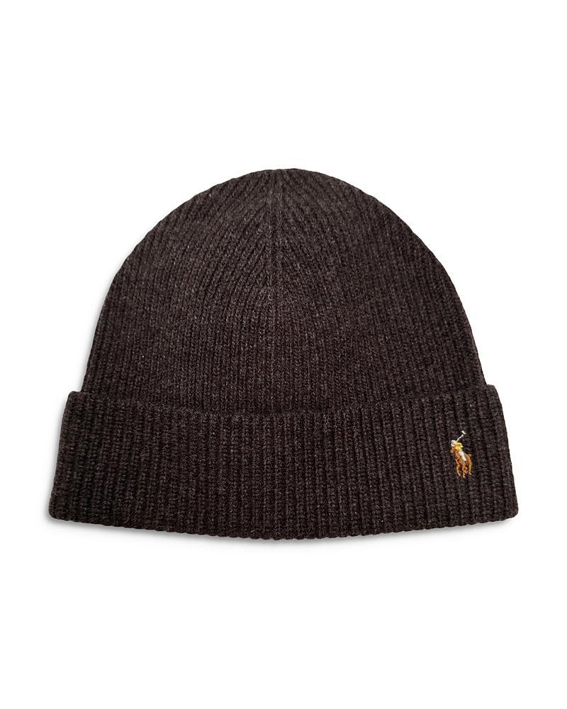 POLO RALPH LAUREN Embroidered Signature Logo Beanie In Dark Brown Product Image