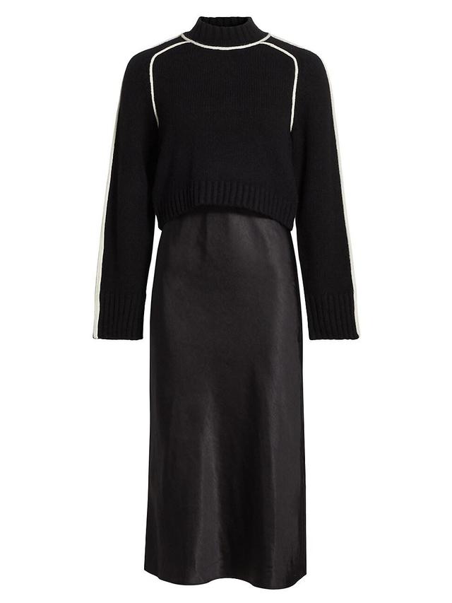 Womens Crewneck Combo Midi-Dress Product Image