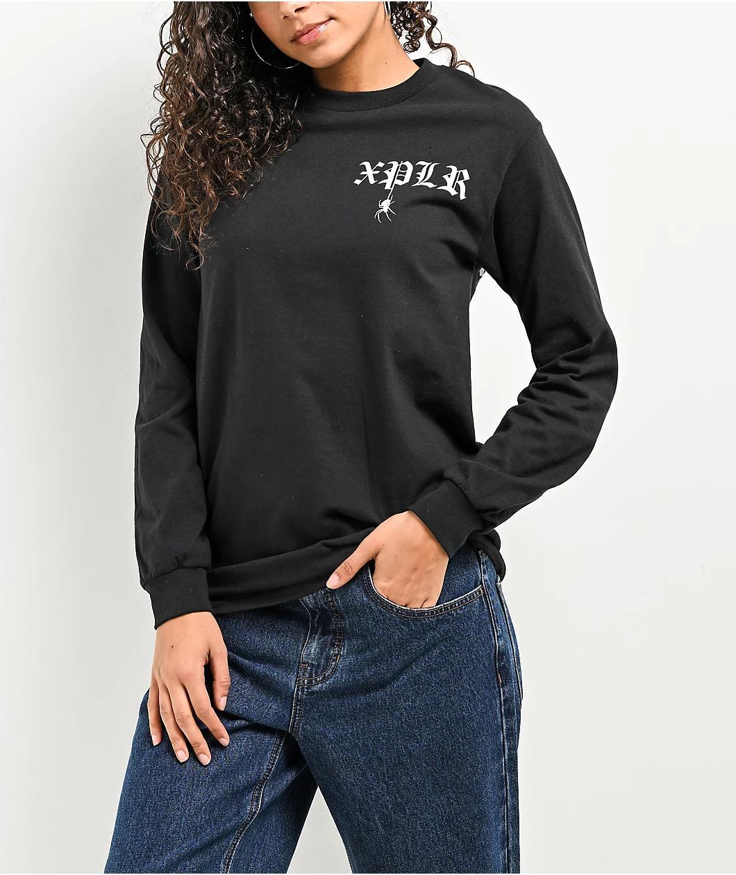 XPLR Spider Black Long Sleeve T-Shirt Product Image