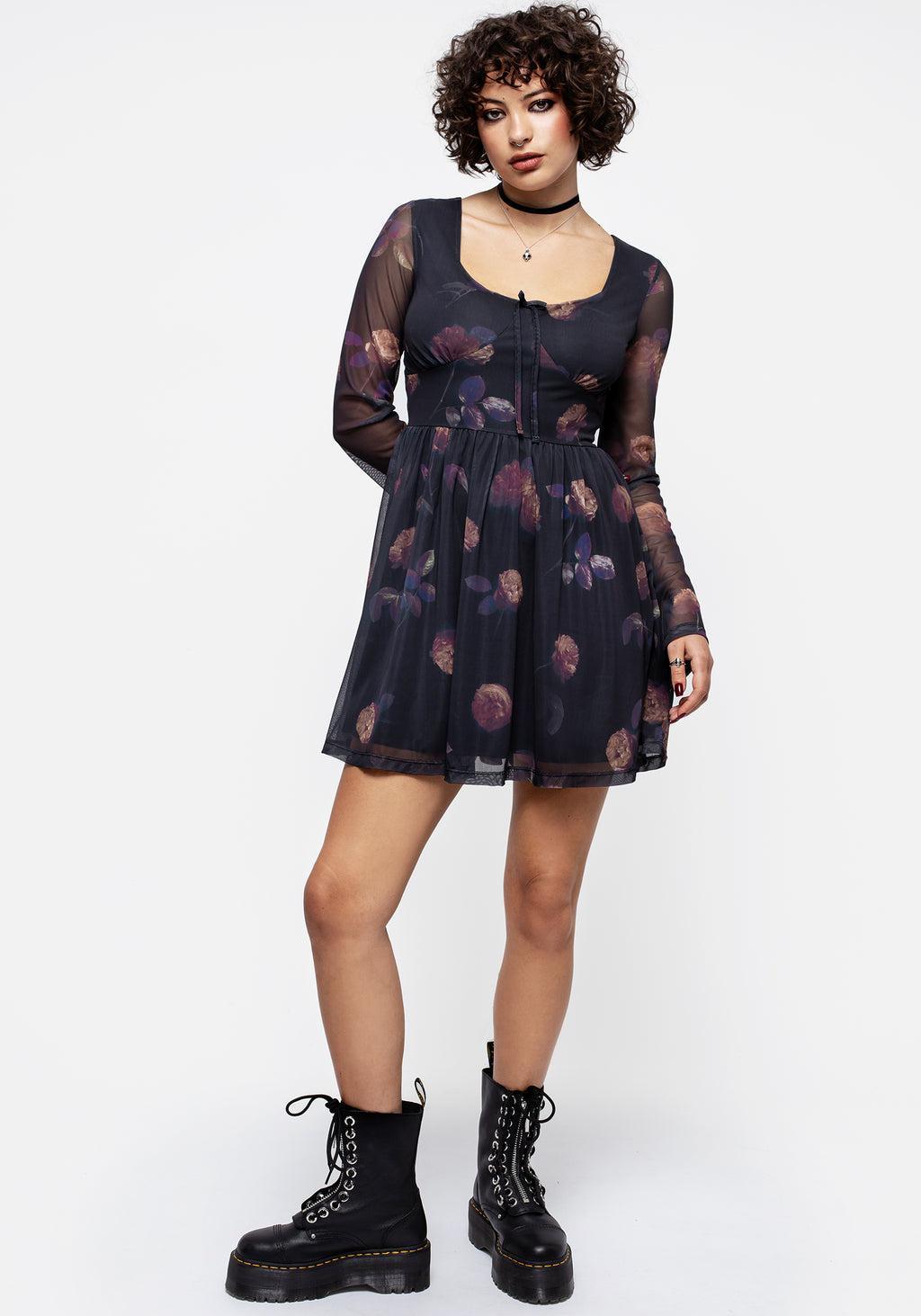 Monica Floral Mesh Skater Dress Product Image