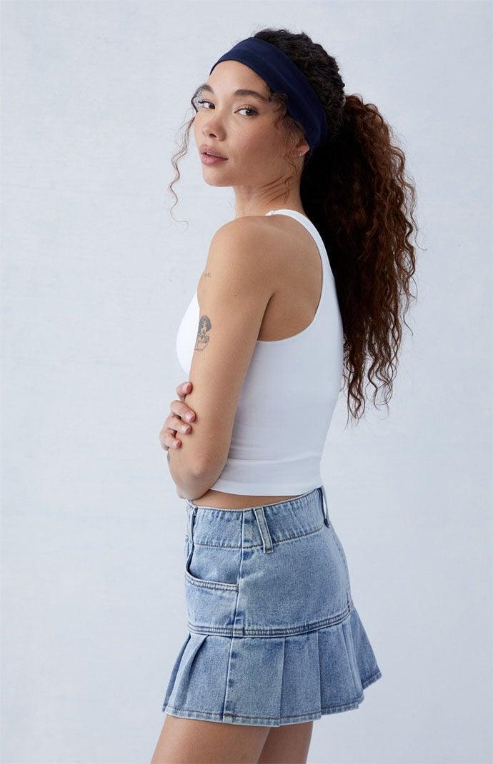 Women's Eco Pleated Low Rise Denim Mini Skirt - Product Image