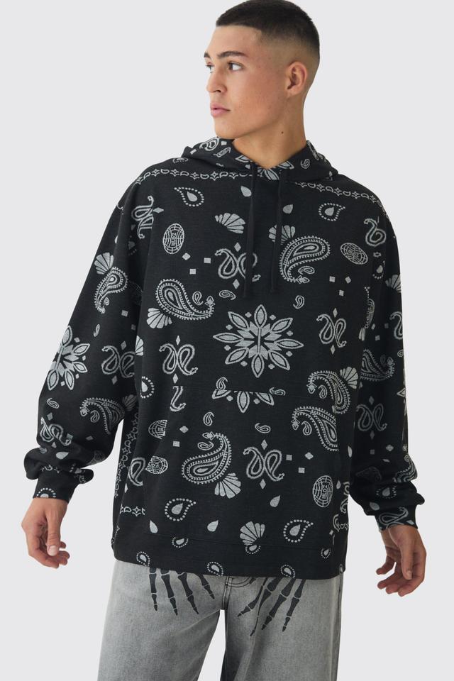 Oversized Paisley Jacquard Hoodie | boohooMAN USA Product Image