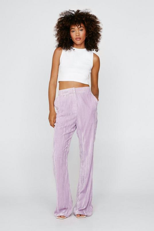 Crinkle Velvet Tailored Flared Trousers product image