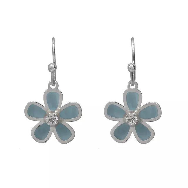 LC Lauren Conrad Silver Tone Floral Drop Earrings, Womens, Blue Product Image