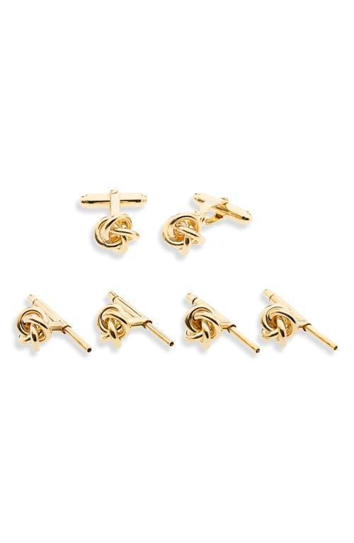 Mens 6-Piece Gold-Plated Knot Stud Cufflinks Set Product Image