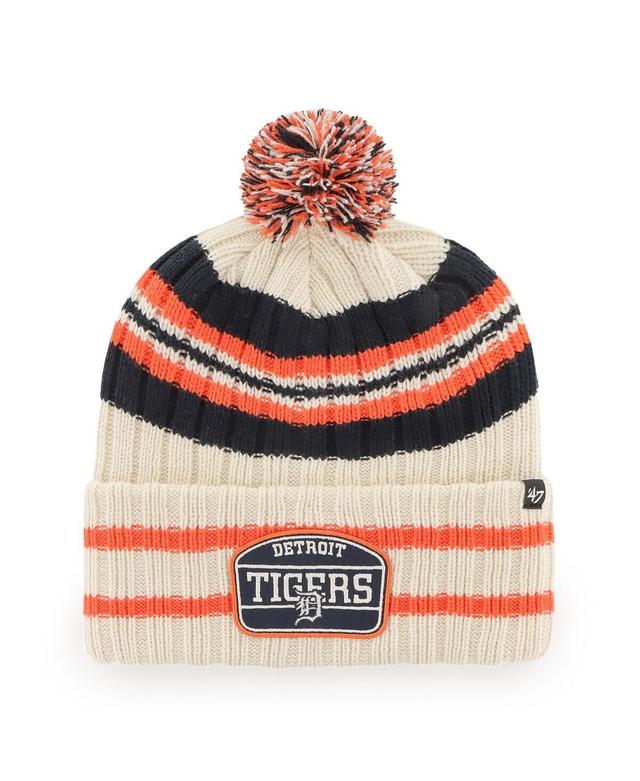 Mens 47 Brand Natural Detroit Tigers Home Patch Cuffed Knit Hat with Pom Product Image