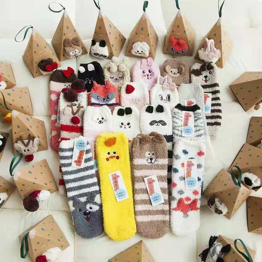 Christmas Print Coral Fleece Socks Product Image