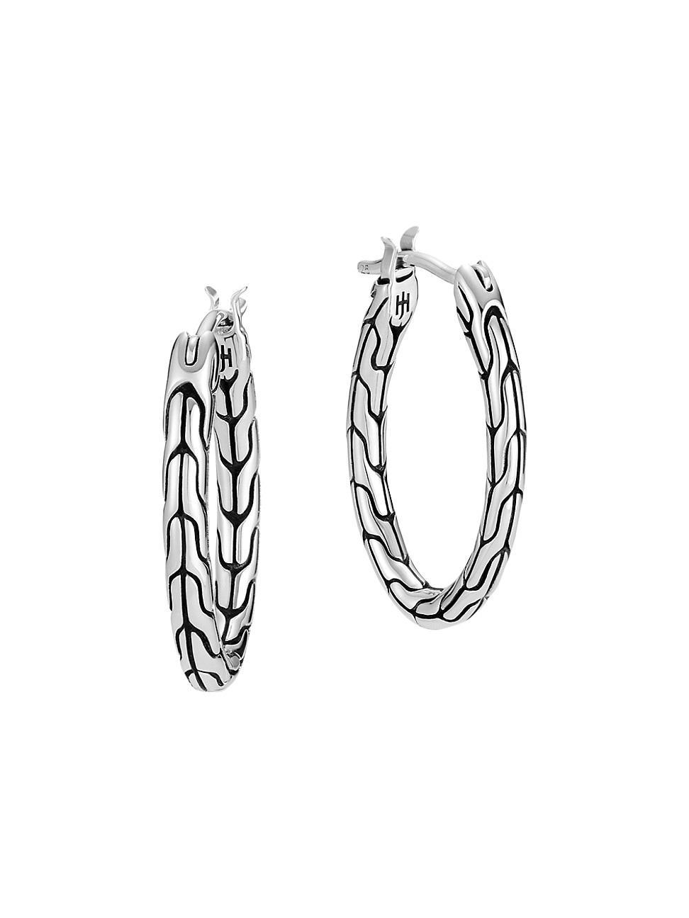 Womens Classic Chain Sterling Silver Hoops Product Image