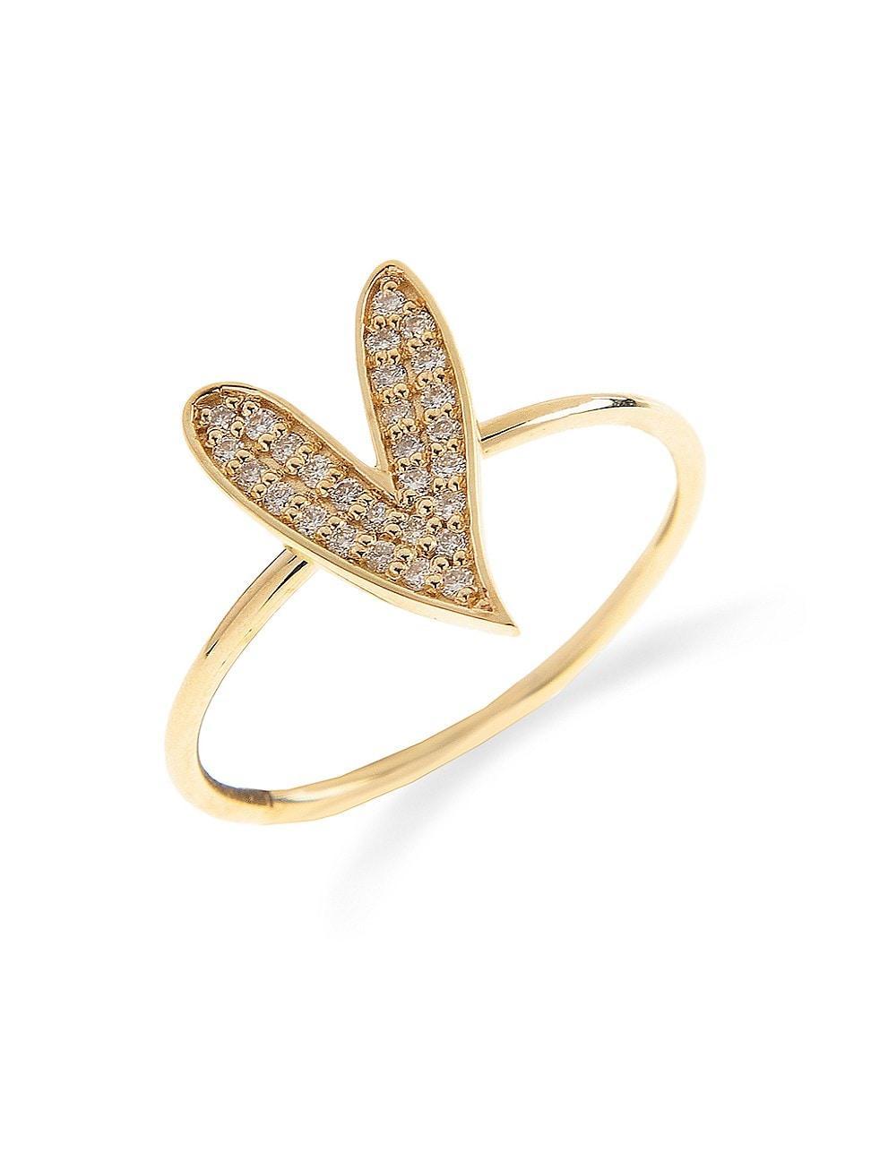 Womens Be Mine 14K Yellow Gold & 0.16 TCW Diamond Heart Ring Product Image