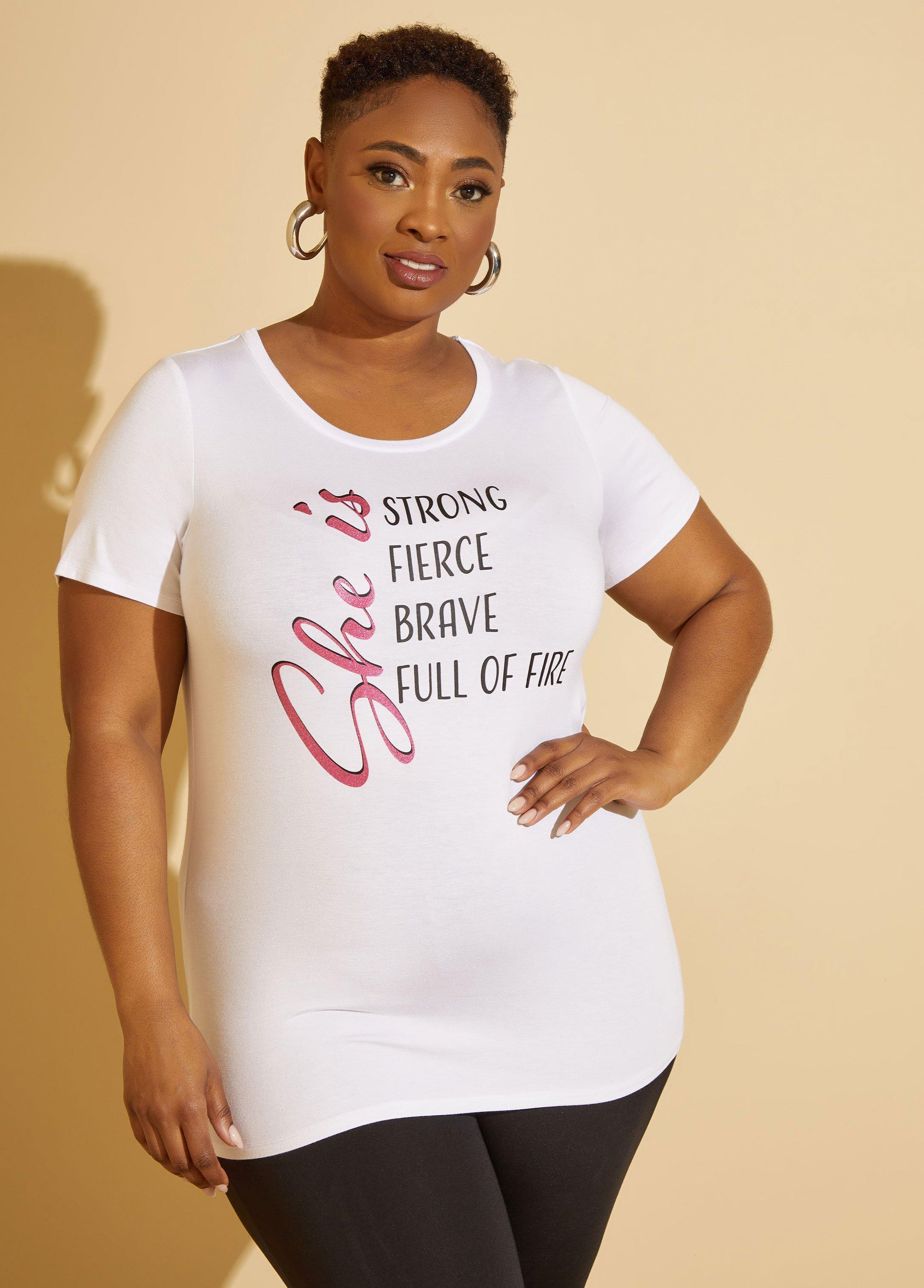 Plus Size She Is Glittered Graphic Tee Ashley Stewart Product Image