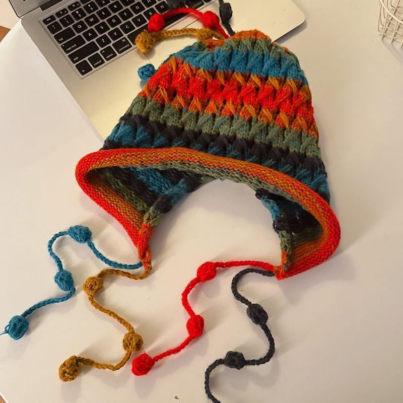 Striped Earflap Hat Product Image