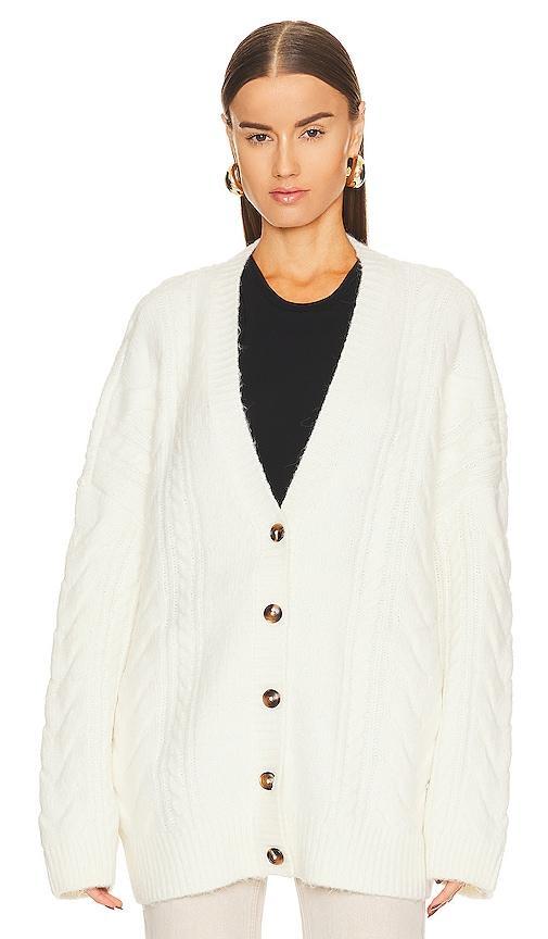 Helsa Serena Cable Cardigan in Ivory. - size M (also in L, S, XS) Product Image