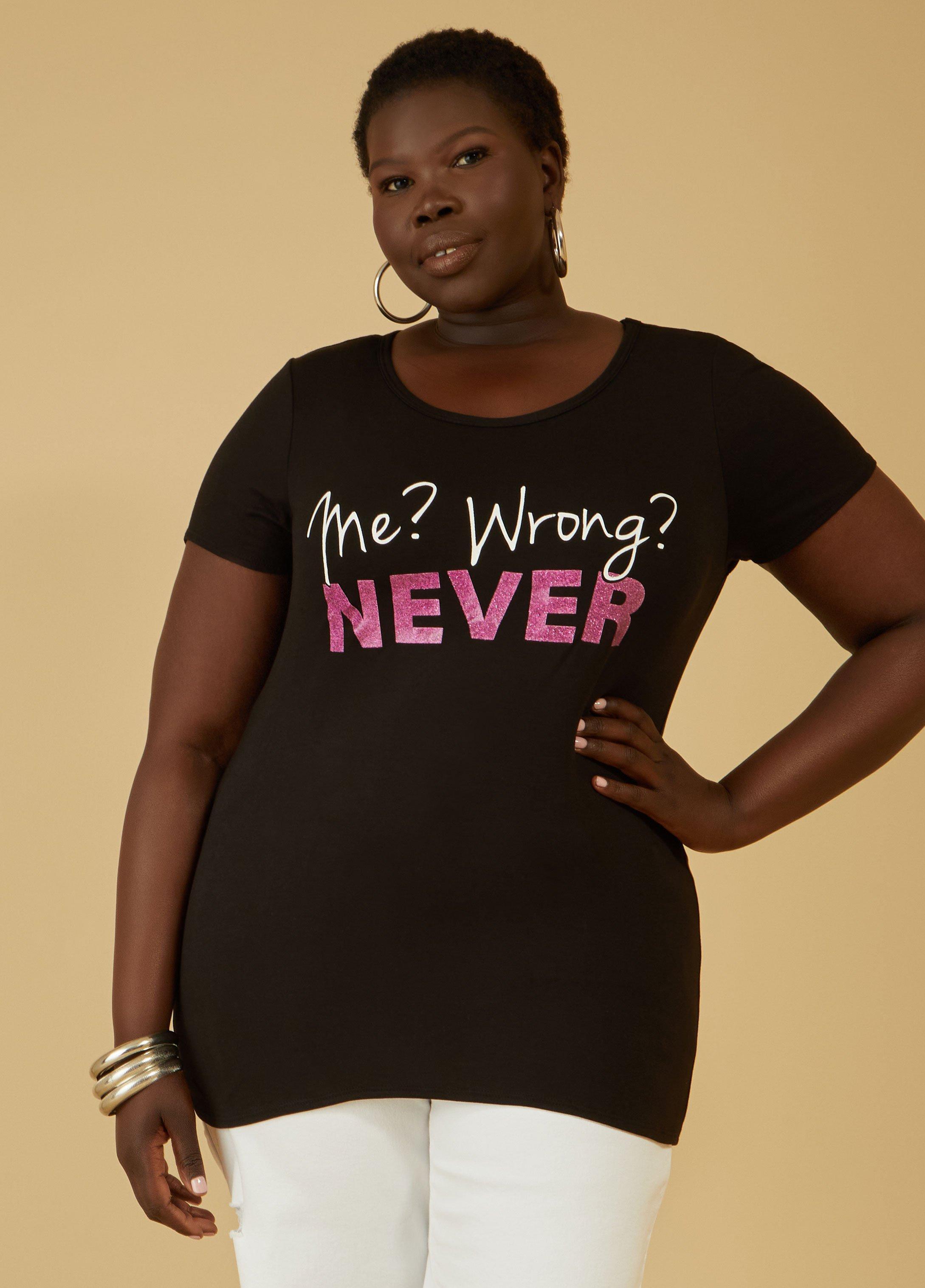 Plus Size Never Glittered Graphic Tee Ashley Stewart Product Image