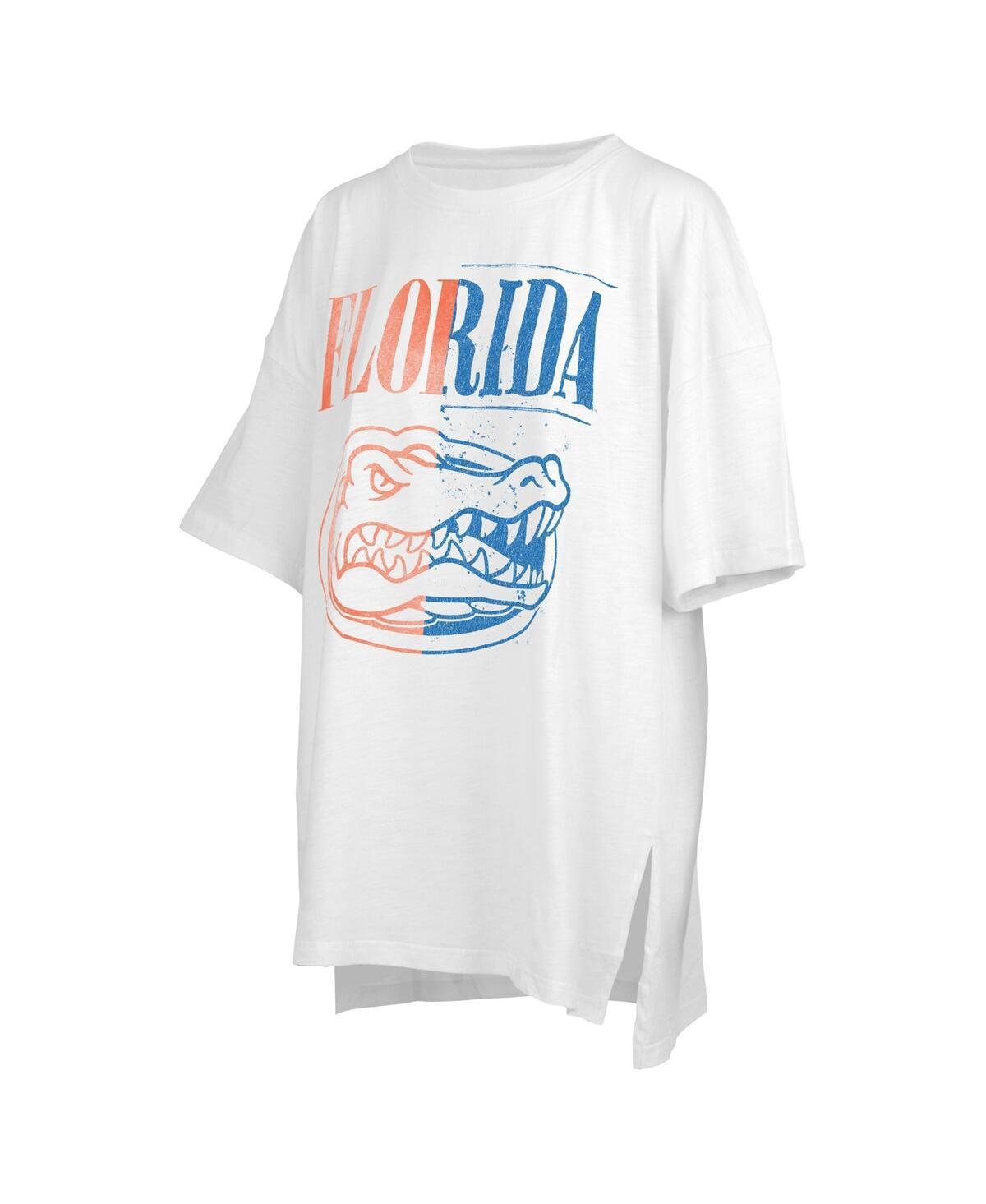 Womens Pressbox White Distressed Florida Gators Lickety-Split Oversized T-shirt Product Image