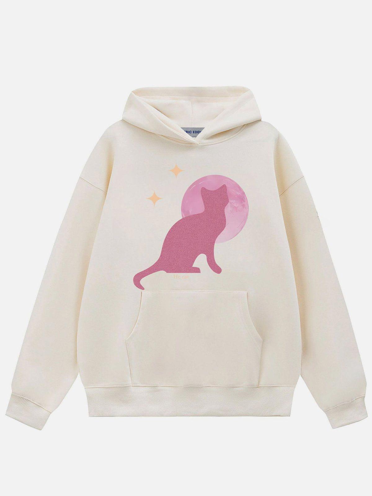 Aelfric Eden Shiny Cat Print Hoodie Product Image