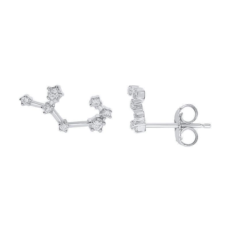 Irena Park Sterling Silver 1/5 Carat T.W. Diamond Zodiac Stud Earrings, Womens, Capricorn Product Image