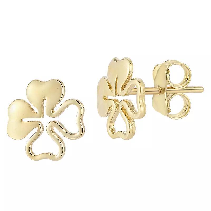 LUMINOR GOLD 14k Gold Clover Stud Earrings, Womens Product Image