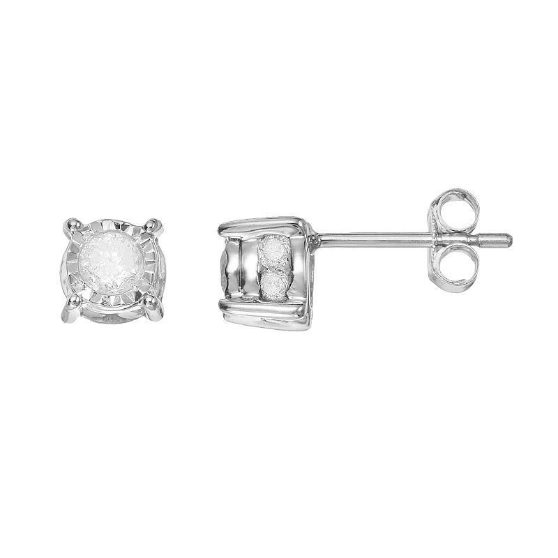 10k White Gold 1/2 Carat T.W. Diamond Round Stud Earrings, Womens, 10k Gold Product Image