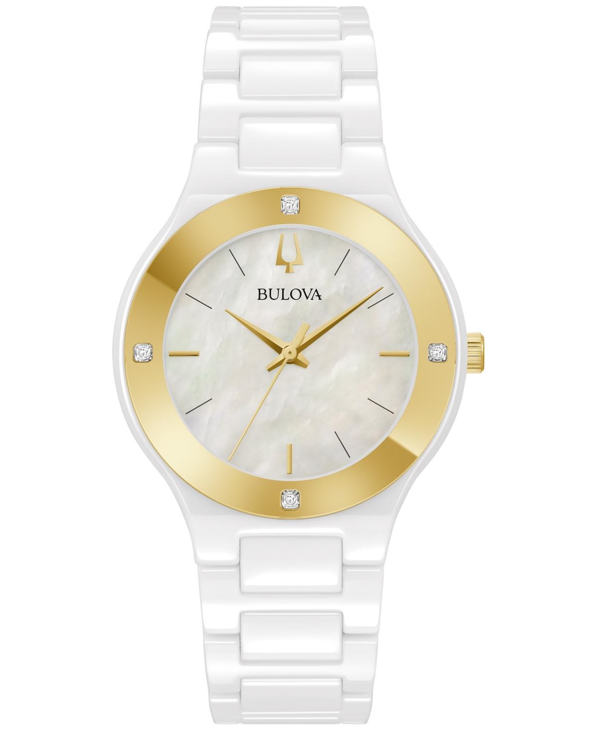 Bulova Womens Millennia Diamond Accent White Ceramic Bracelet Watch 35mm Product Image